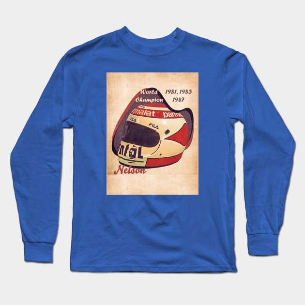 1981 Nelson Piquet Long Sleeve T-Shirt by Popcult Posters